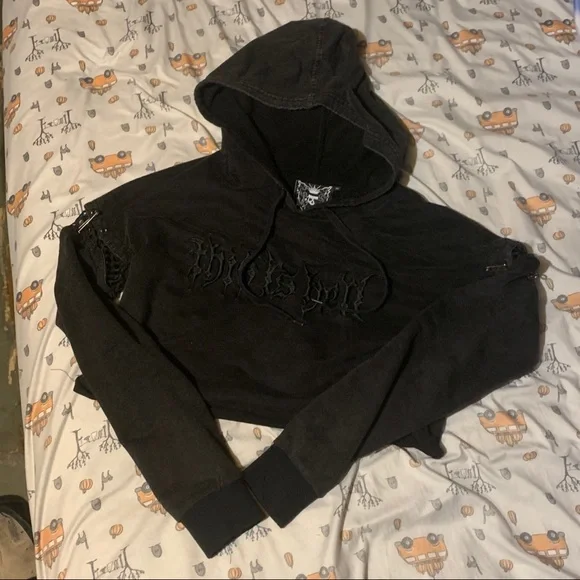 SOLD: Killstar Disturbed Cropped Hoodie - Picture 1 of 1